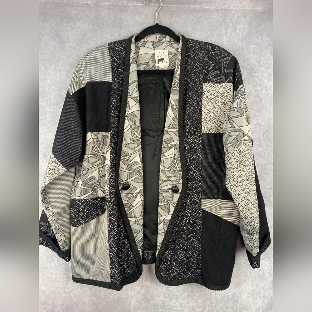 Max & Mabel Vintage artistic mix media Women's  Blazer Size‎ L Jacket